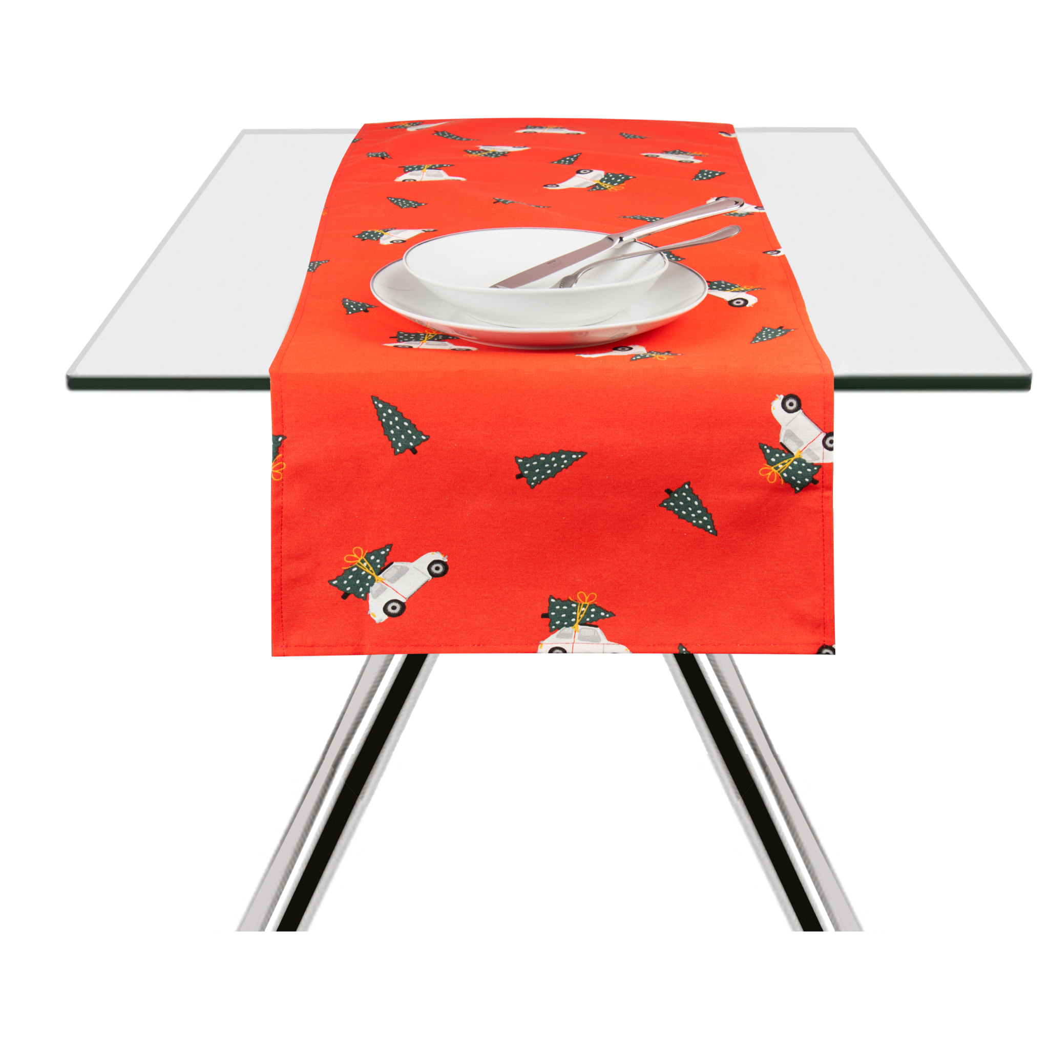 Runner Excelsa – Ready for Christmas, Cotone e poliestere rosso