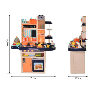 Cuisine pour enfant - dinette - jeu d'imitation complet 65 accessoires variés - fonctions sonores et lumineuses PP bleu