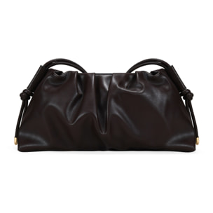 Bolso bandolera marrón con fruncido
