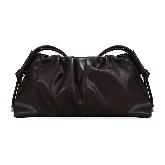 Bolso bandolera marrón con fruncido