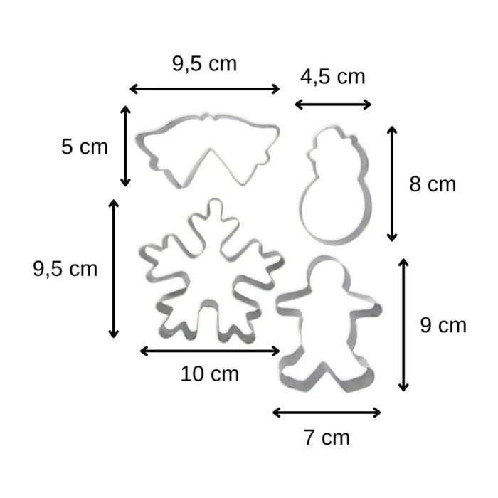 Lot de 4 emporte-pièces de Noël Zenker Emporte-pièces