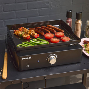 Plancha électrique noire NIKOLA 1 brûleur. acier émaillé. 2200 W