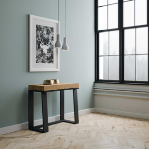 Console extensible 90x40/288 cm Asia Chêne Nature rallonges internes cadre Anthracite