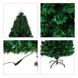 HomCom Albero di Natale 120cm con 130 Rami in Fibra Ottica e PVC e 16 luci LED