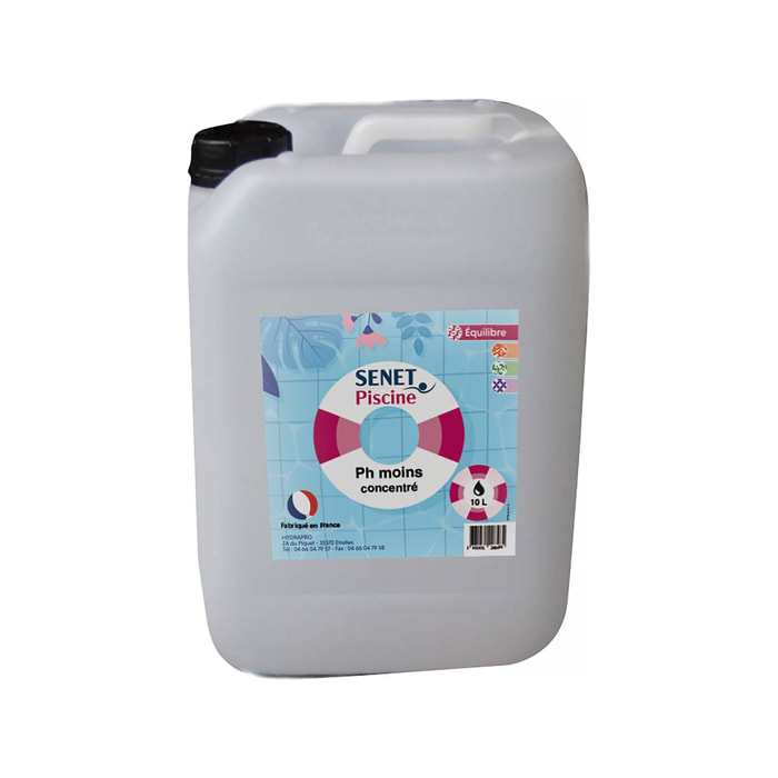 PH moins liquide concentré   " Senet Piscine " - 10 Litres