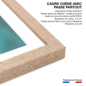 Poster abstrait seaside Affiche + cadre en bois - Chêne