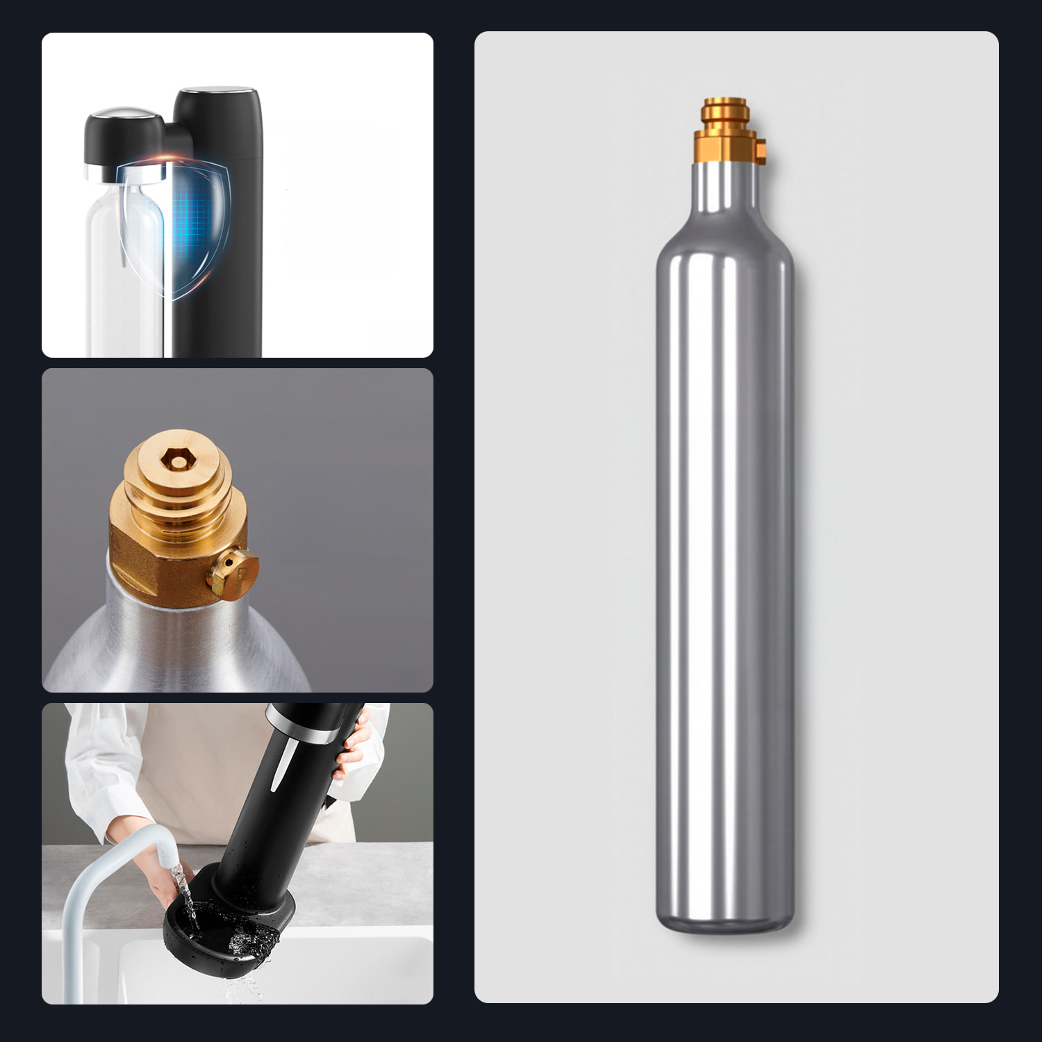 Máquina KT-168 para preparar agua con gas y bebidas carbonatadas en casa. Incluye botella de 1L.