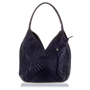 Jesi Borsa a spalla Donna.Pelle autentica Camoscio Incisa Intrecciata