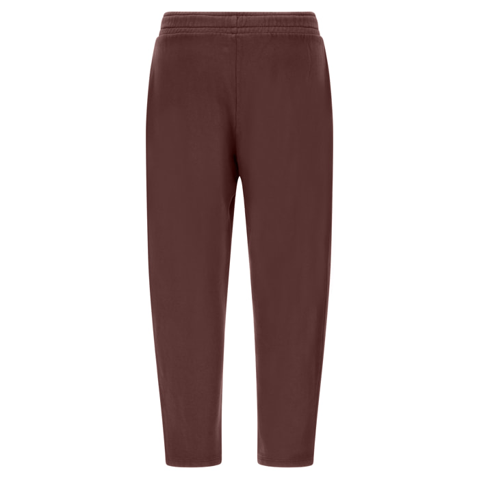 Pantaloni joggers cropped in felpa invernale tinta in capo