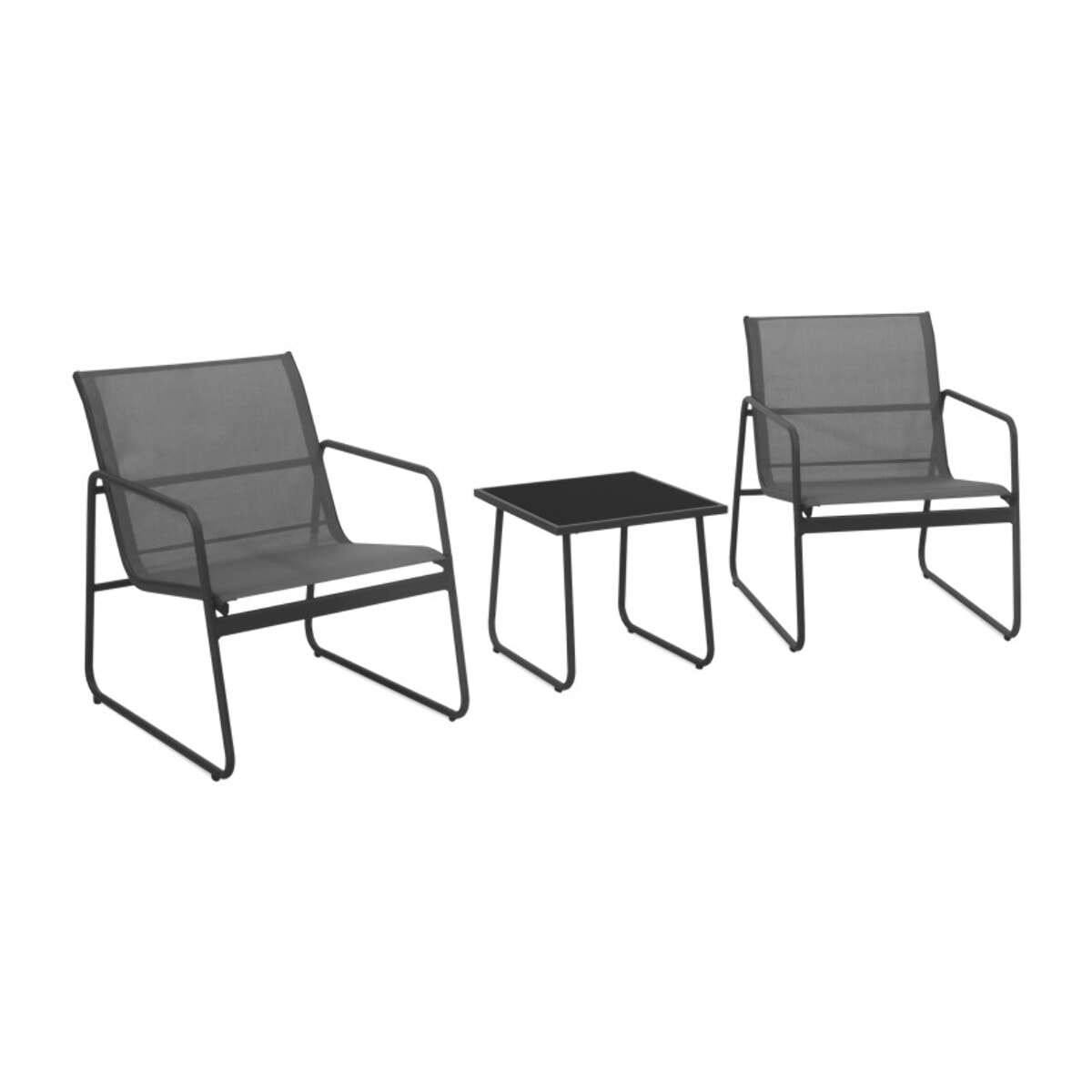 Salon de jardin 2 places en textilène gris