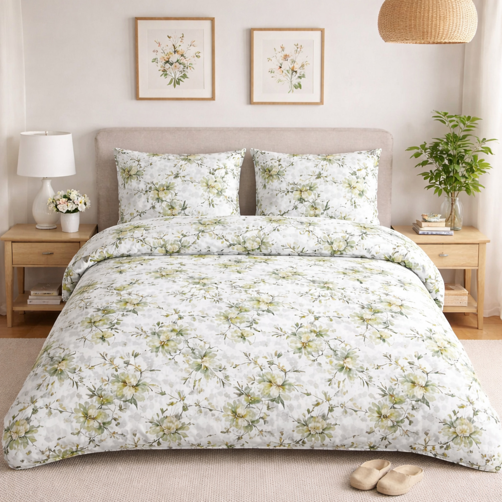 UNO CASA DESIGN Completo Letto Dec.Monaci_Matrimoniale_Verde