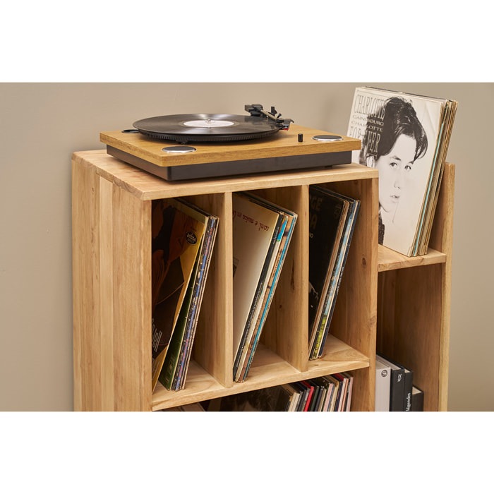Meuble de rangement vinyles en bois massif L65 cm VIRGILE