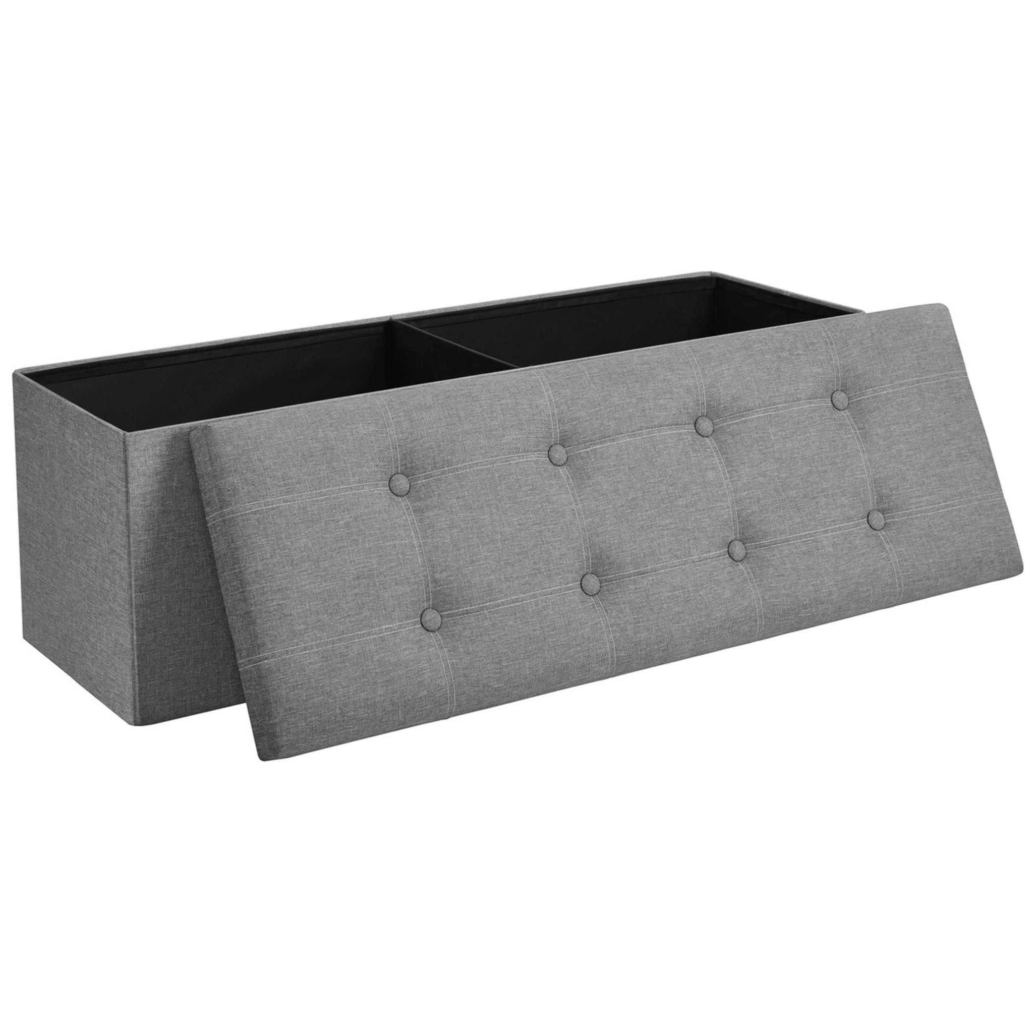 Panca contenitore pieghevole in tessuto grigio chiaro