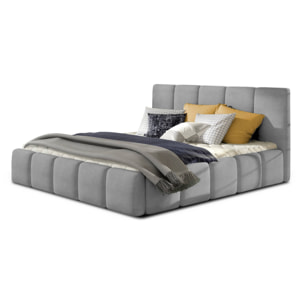 Lucea - lit coffre - 180x200 - sommier inclus - en velours - Gris clair