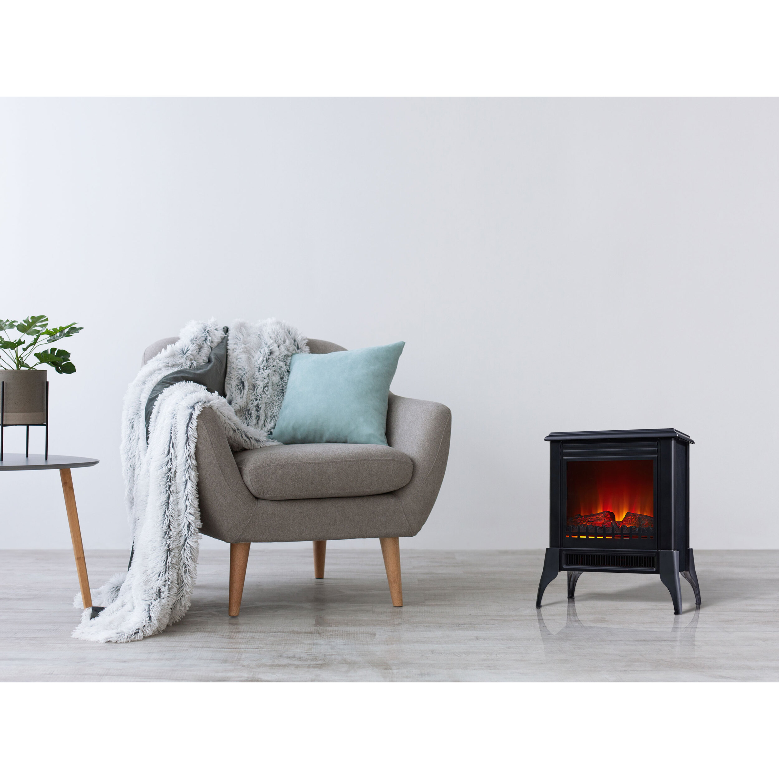 Chimenea eléctrica de suelo 2000W acero negro y patas CHE-150 PURLINE