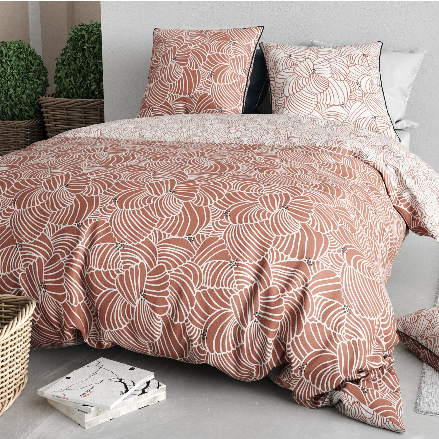 Parure housse de couette 3pcs 100% coton 57 fils mimosa