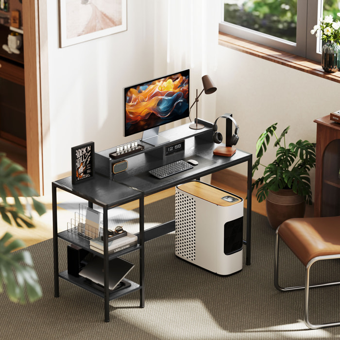Escritorio Moderno Mesa de Escritorio con Estantes Laterales Soporte para Monitor Ajustable y Estructura Móvil Mesa de Ordenador para Oficina Estudio 120x48x85,5 cm Gris Carbón