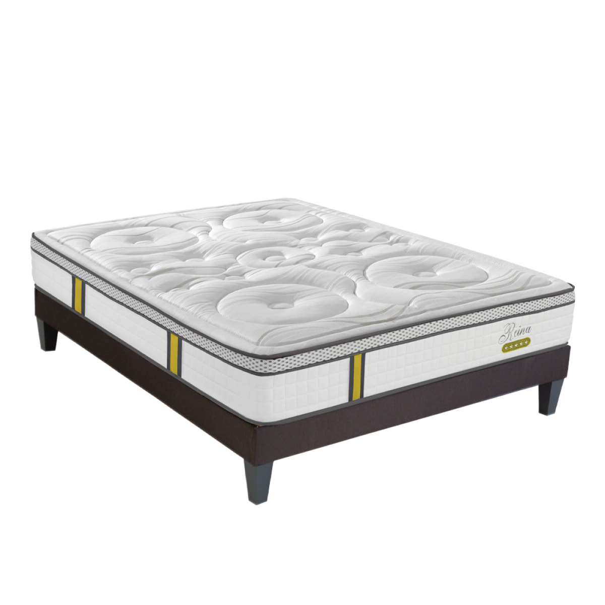 Ensemble Matelas Ressorts ensachés Reina 2.0 avec sommier en bois