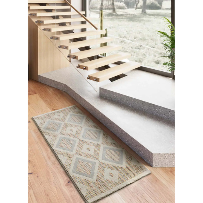 SIROCO Alfombra geométrica de pelo corto multicolor, varias medidas disponibles.