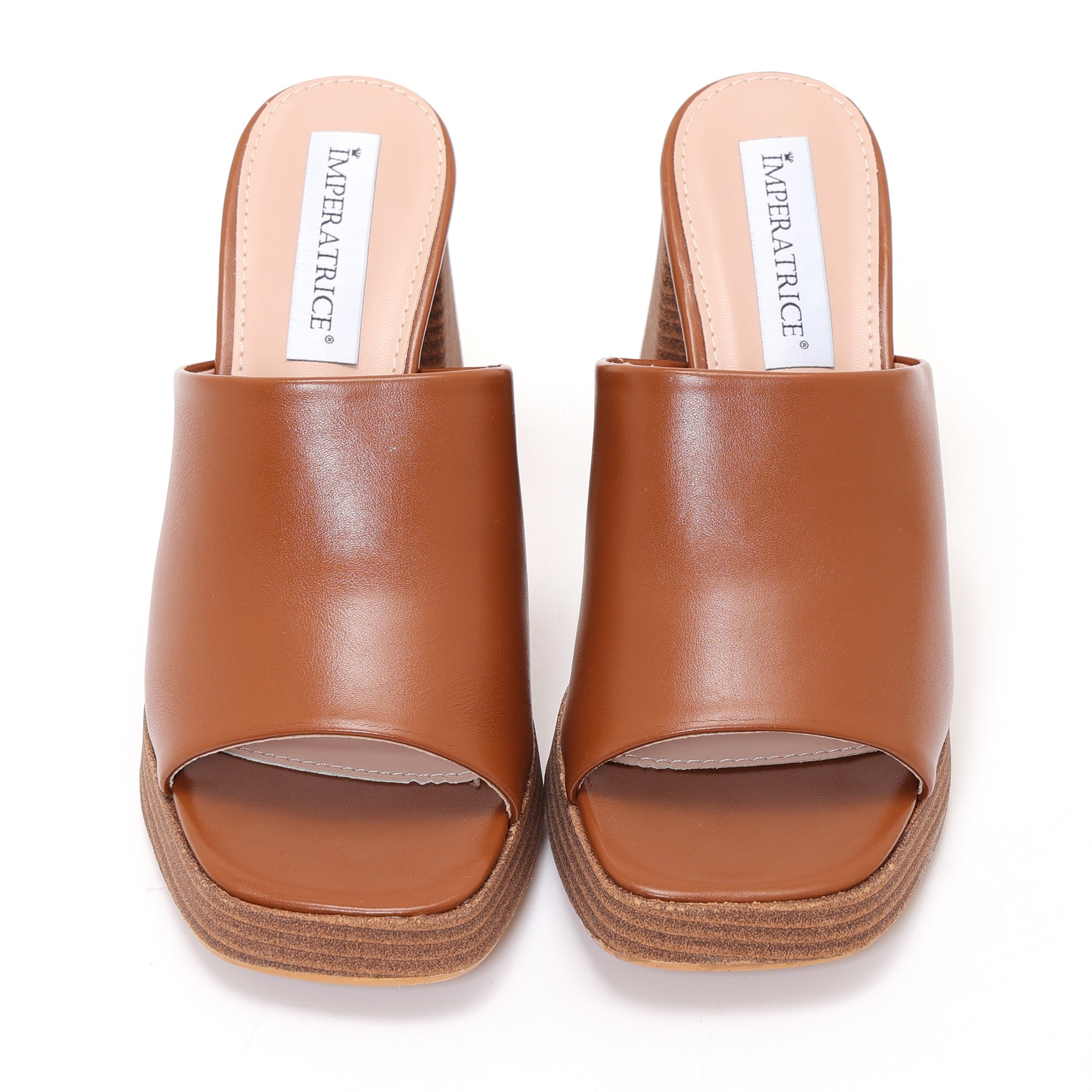 Sandali in simil pelle con tacco e zeppa in sughero