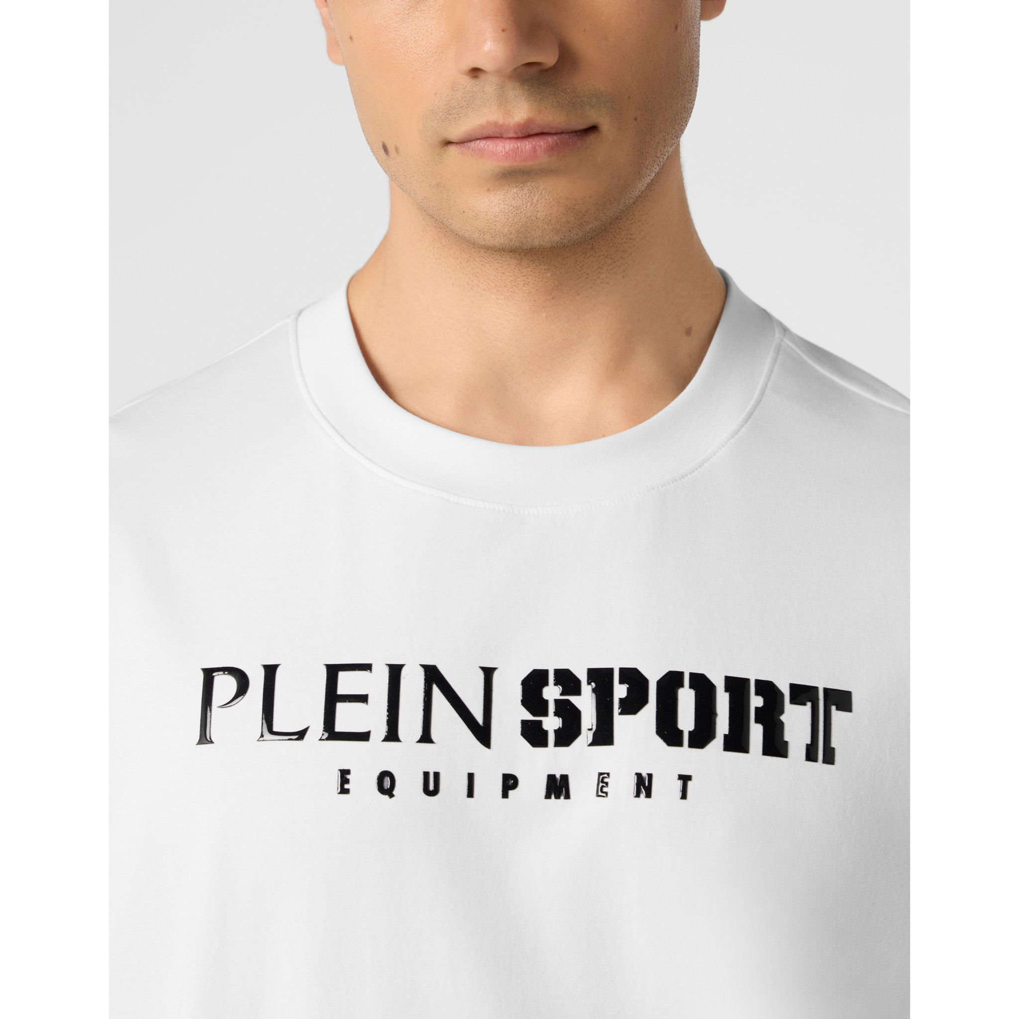 PLEIN SPORT Round Neck T-Shirt Reflective Scratch