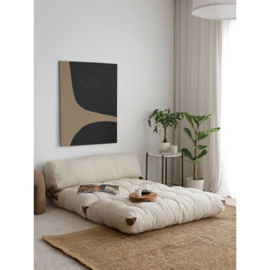 Divano letto 2 posti Surigae, Sofà trasformabile, Divanetto per ospiti, Poltrona letto contenitore, 120x75 h79 cm, Crema