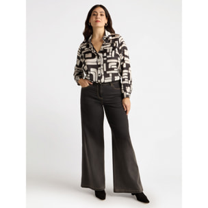 Fiorella Rubino - Camicia con stampa bianca e nera - Nero