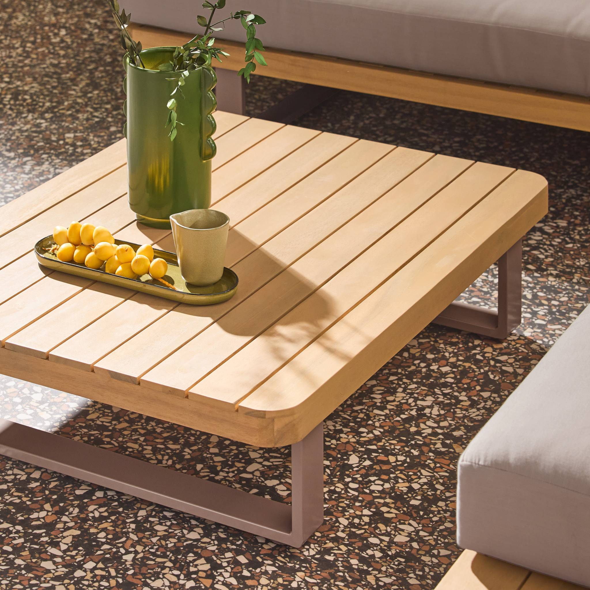 Salon de jardin d'angle bois d'acacia et aluminium 5 places ACALIA LATIKA