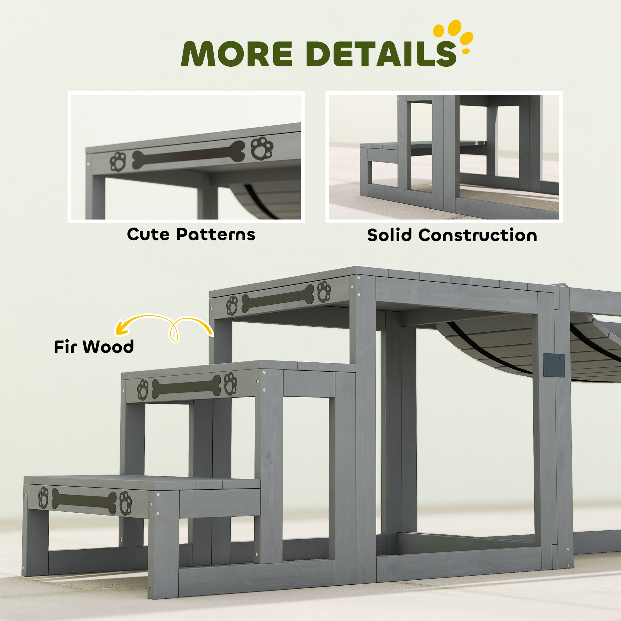 Passerelle agility chiens - Passerelle pour parcours canins d'Agility - bois de sapin gris