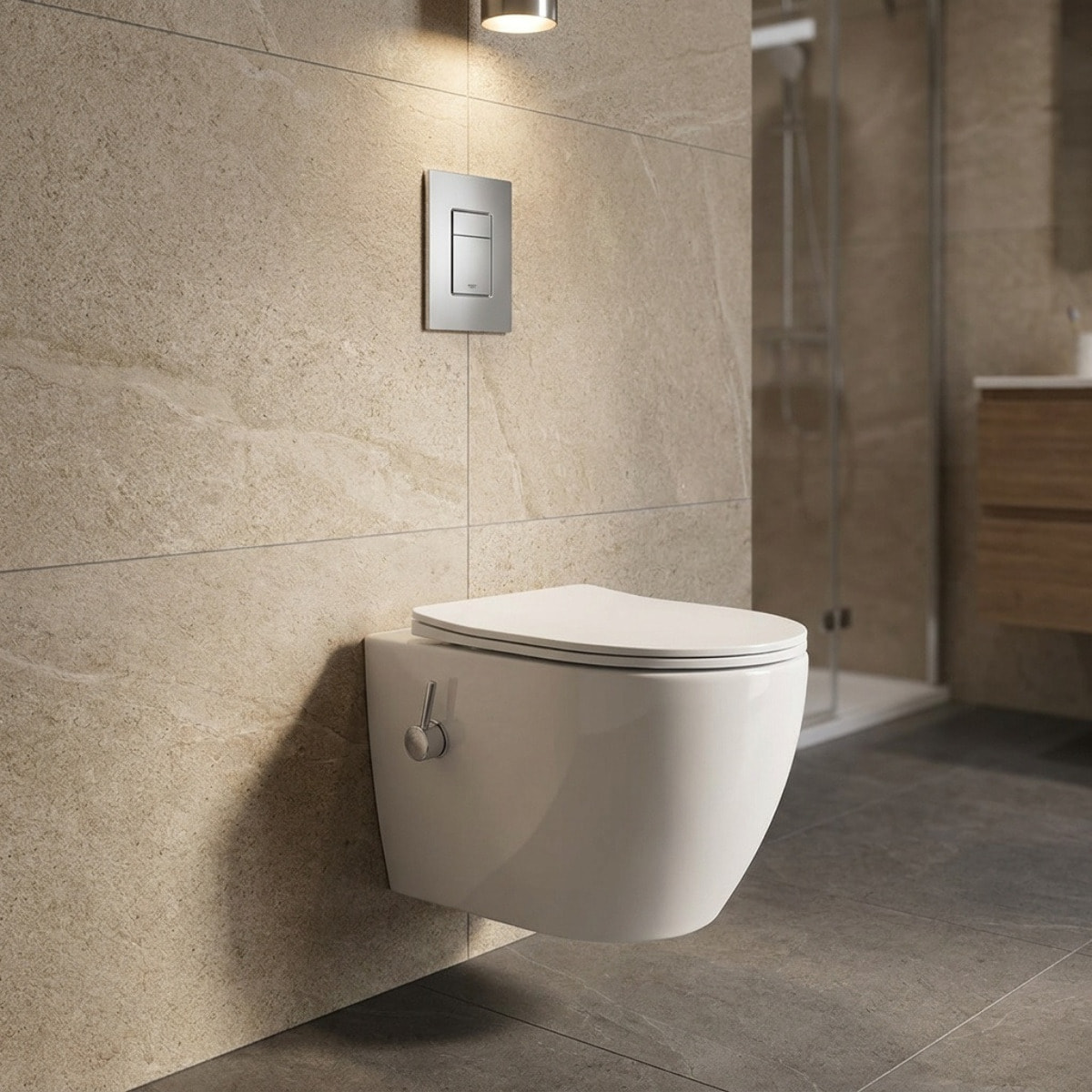 Pack WC bâti-support Geberit Duofix 112 cm + WC japonais suspendu sans bride avec abattant + plaque (GEBSTFUWR01-FR)
