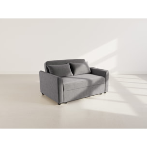 Ernest - Canapé droit 2 places convertible en velours côtelé - Gris