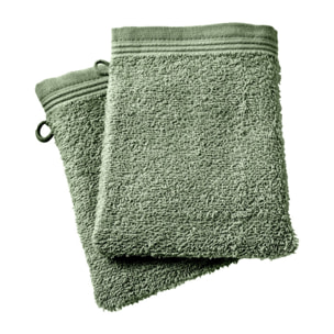 Lot de 2 gants de toilette "Spa" 15 x 21 cm / 400 gr/m² - Couleur: "Spa" Romarin