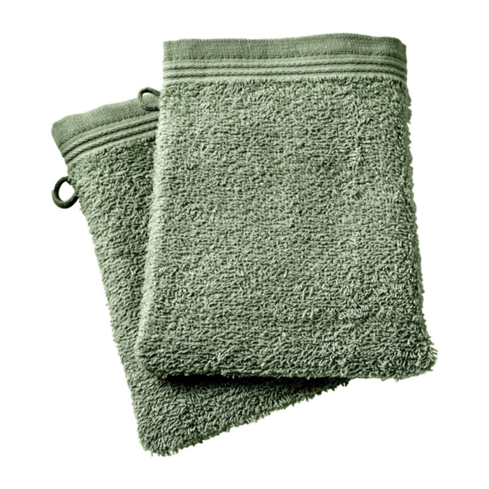 Lot de 2 gants de toilette "Spa" 15 x 21 cm / 400 gr/m² - Couleur: "Spa" Romarin