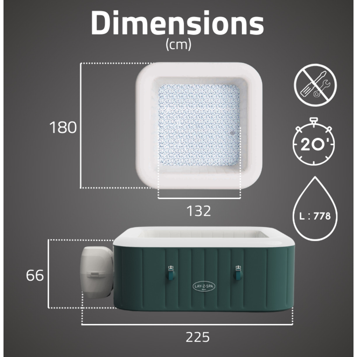 Bestway Spa gonflable carré Lay-Z-Spa Ibiza AirJet 4-6 personnes