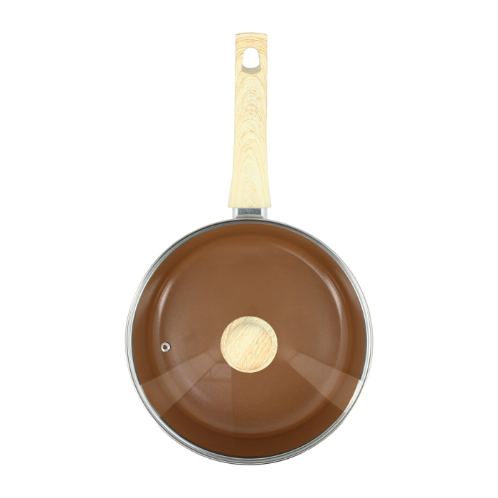 Sauteuse en revêtement céramique 24cm noisette - tous feux COLORAMA