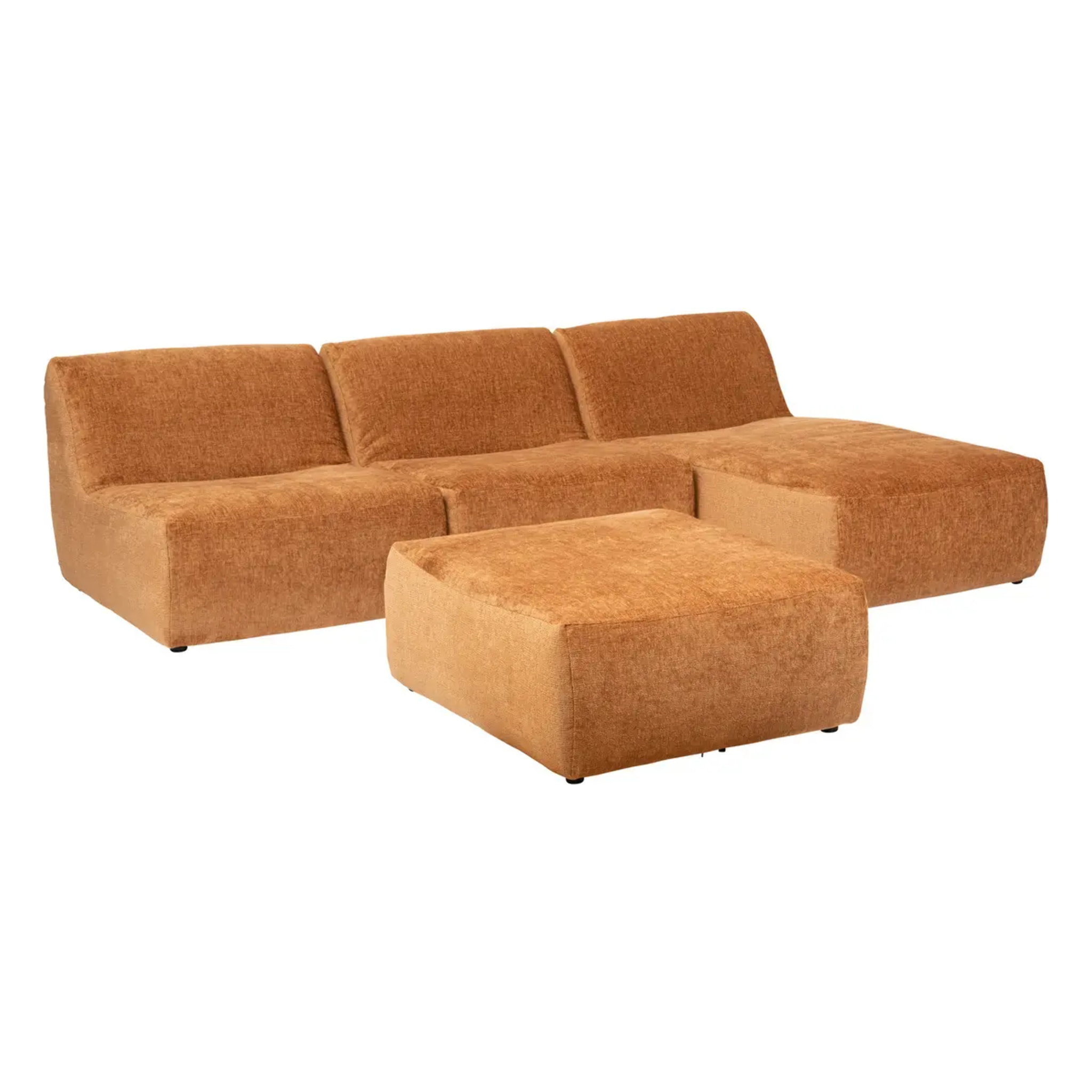 Pouf "Mavuno" en velours 87x93cm gris