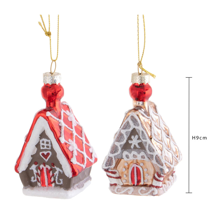 Decorazione Casetta da appendere - Pezzi 4 - Colore Multicolore - 5x9Hx5cm - Bianchi Dino