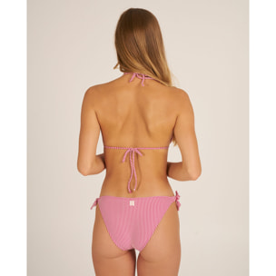 Top de bikini triángulo con lazo y estampado de rayas