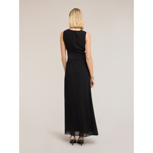 Motivi - Vestido largo en georgette con cut-out - Negro