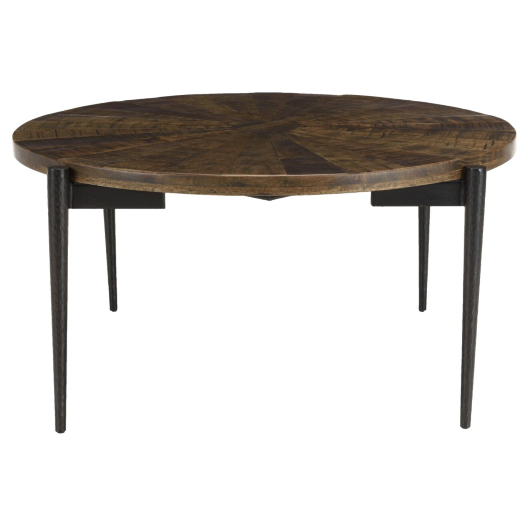 KIARA - Table basse ronde 80x80cm bois recyclé pieds métal