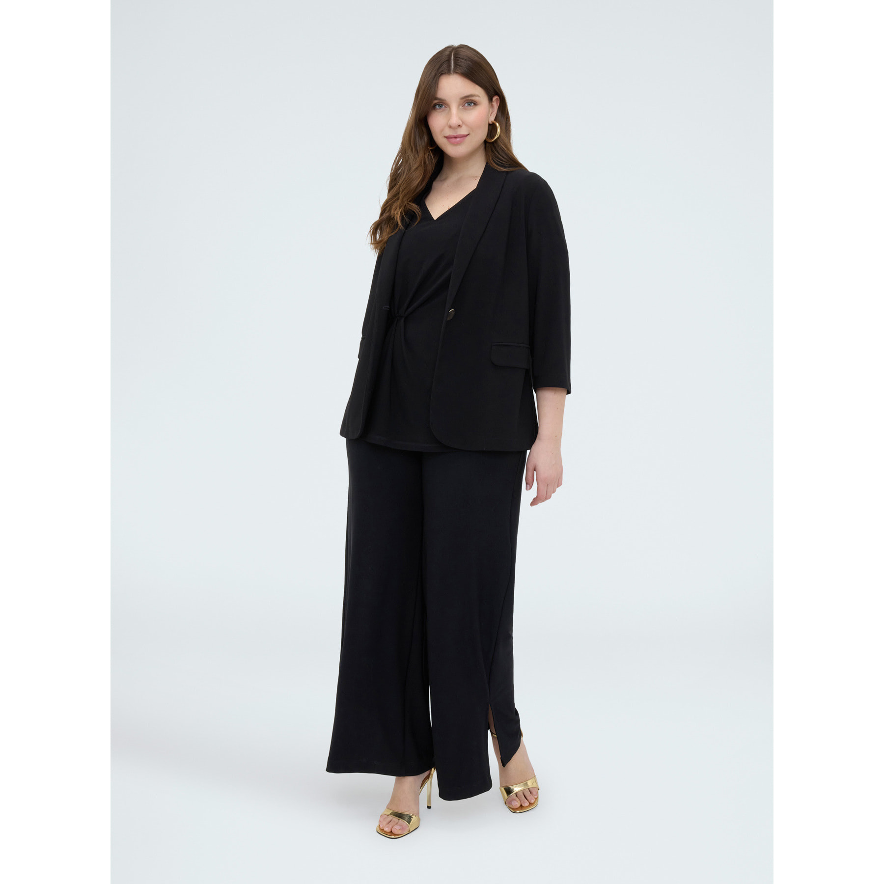 Fiorella Rubino - Pantaloni Wide Leg in jersey - Nero