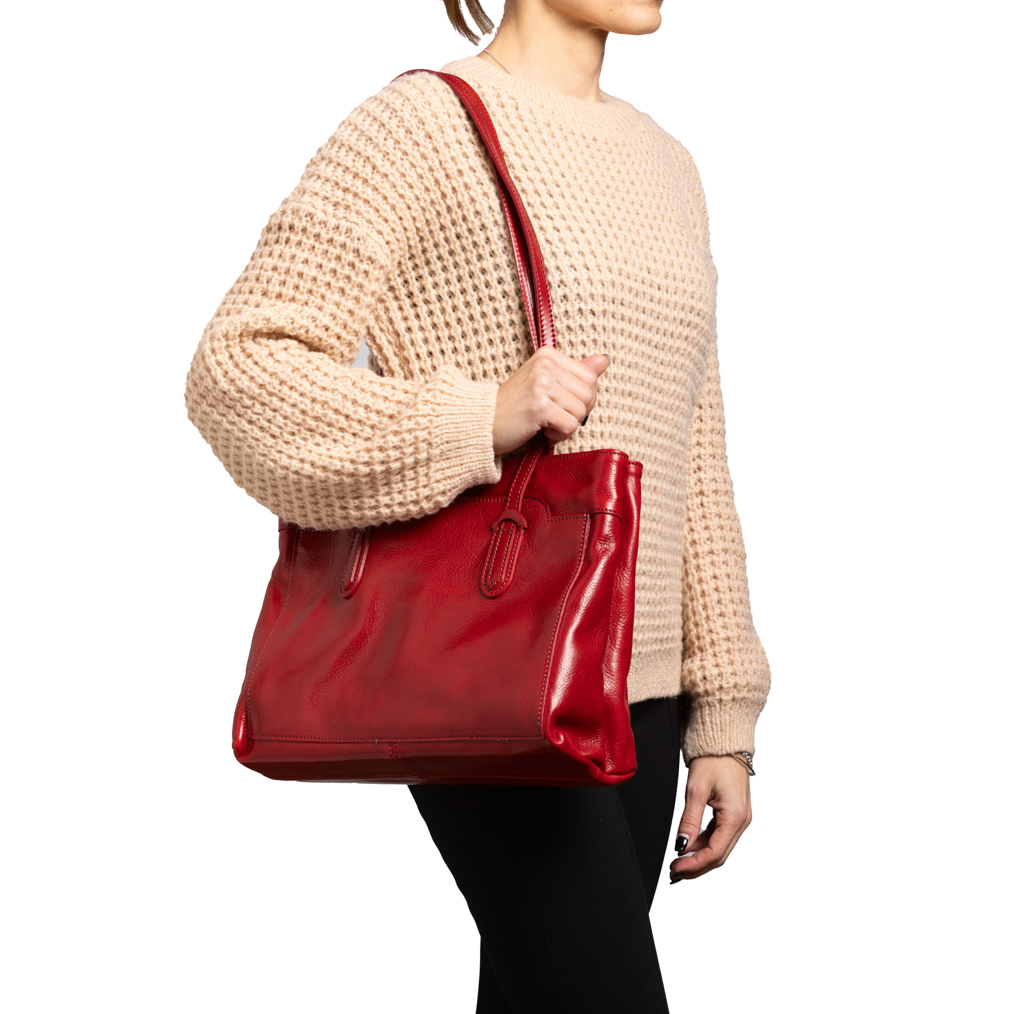 Borsa a spalla  da donna In Vera pelle Made in Italy 35x26x12 cm