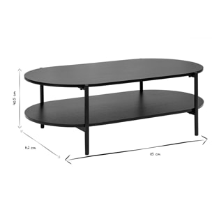 Table basse ovale finition bois noir et métal L115 cm BRUNA