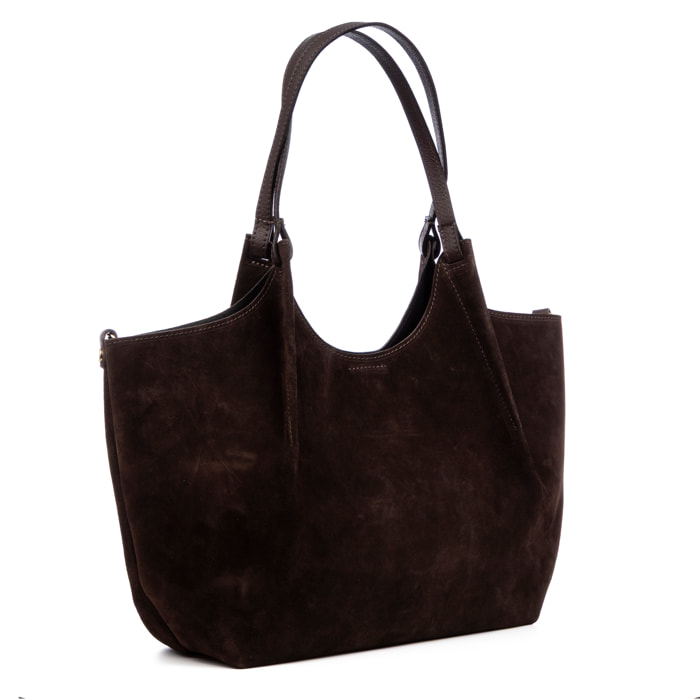 Bascapè Borsa Tote Donna. Pelle Scamosciata Vera.