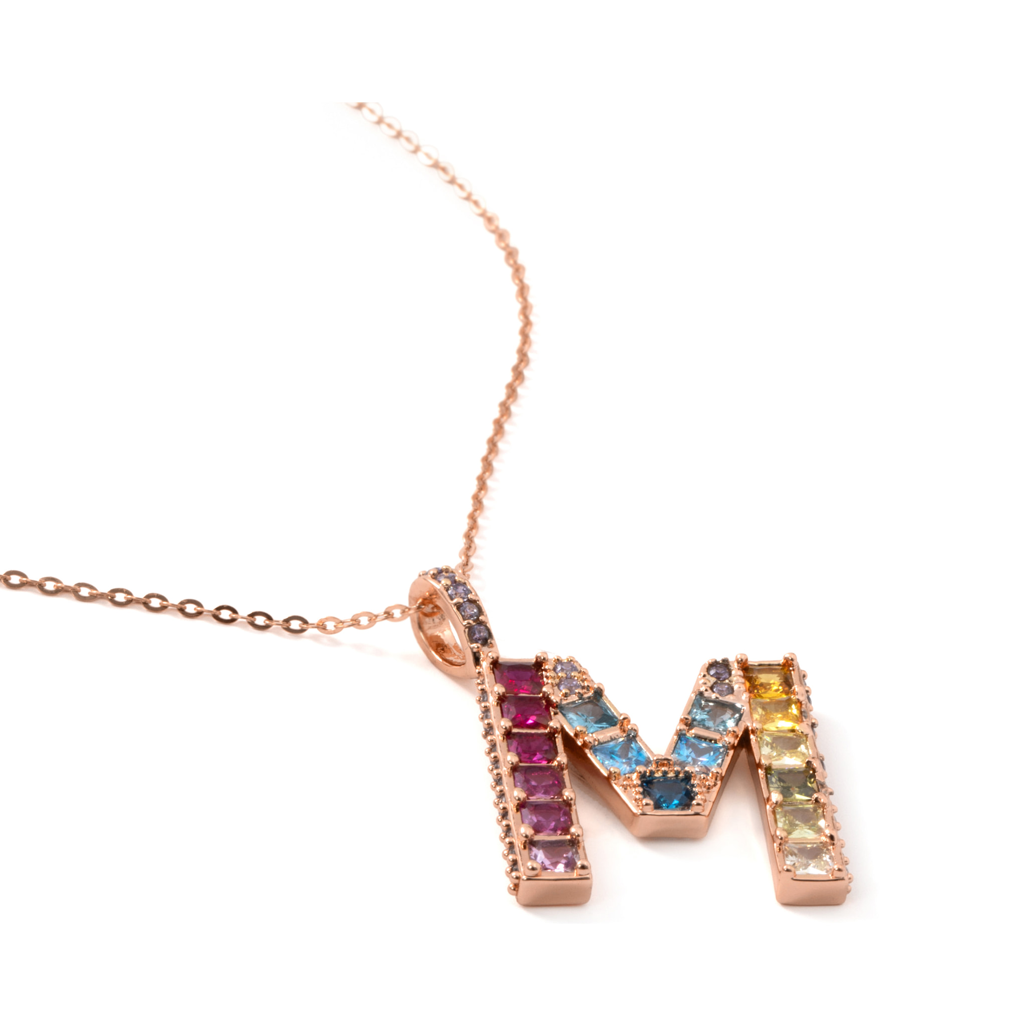 Collar M acabado oro rosa 18k