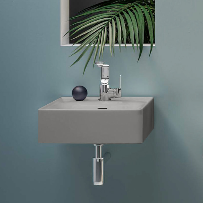 Lavabo mural VITRA Equal 40 cm avec trop plein gris pierre mat