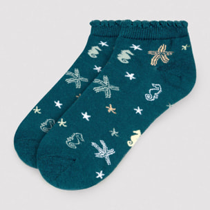 Confezione da 4 calzini alla caviglia stampati con bordo