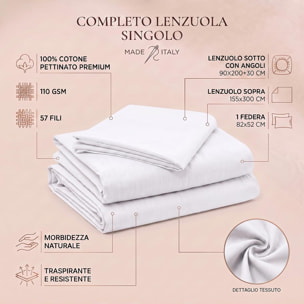 Completo lenzuola in cotone - Bianco