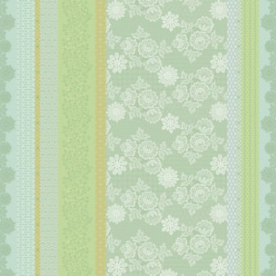 Nappe pur coton enduit motif jacquard vert Mille lace amande