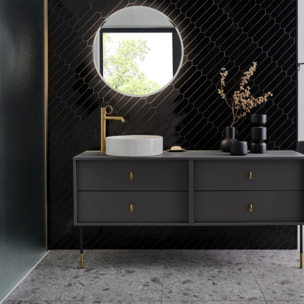 Mitigeur lavabo haut Vivienne laiton brossé avec bague laiton brossée